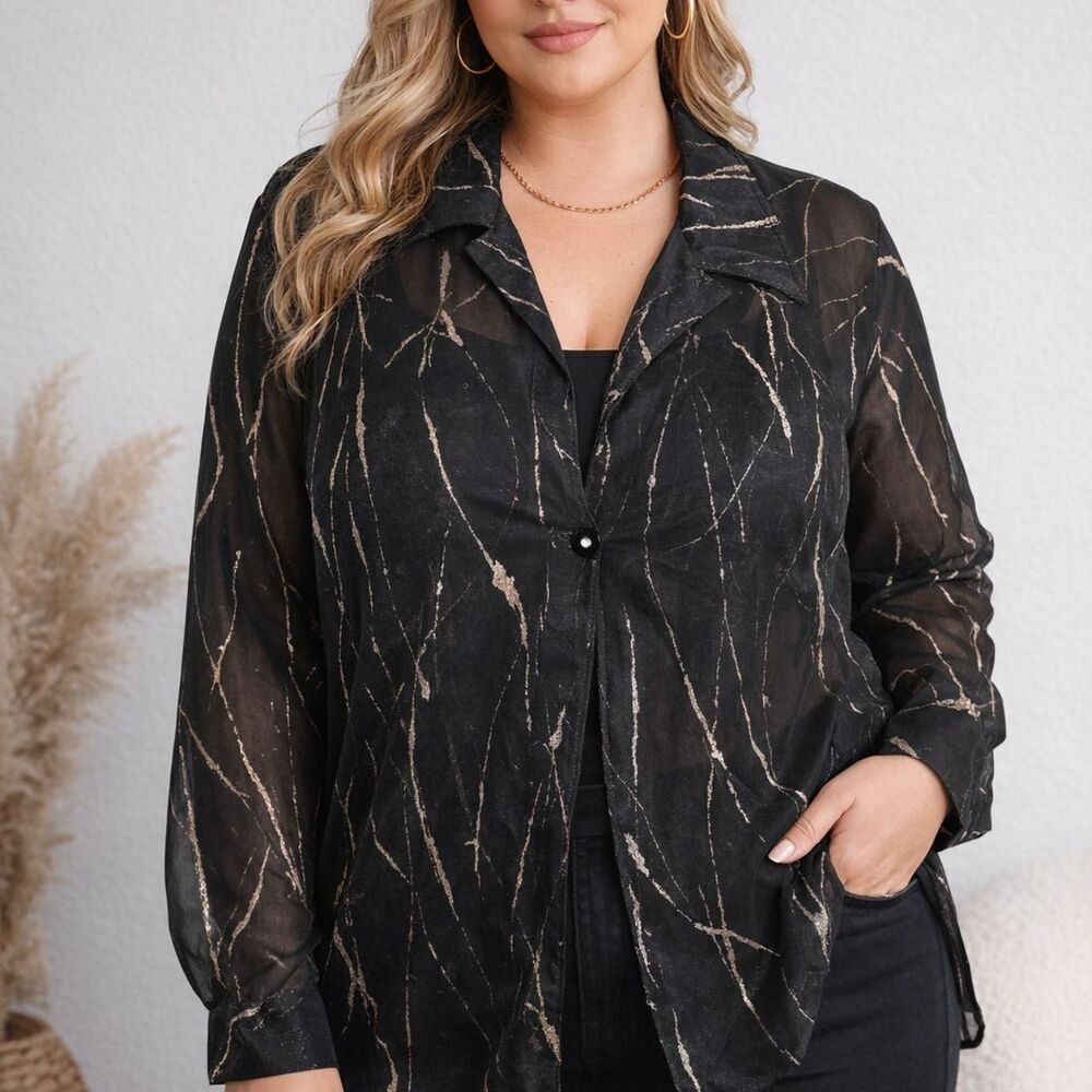 Unbranded Women's Black and Navy Blouse